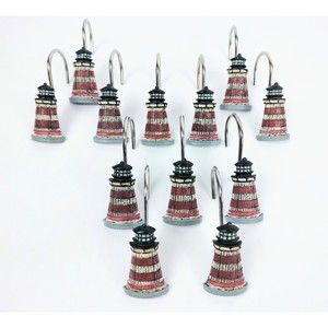 Decorative Lighthouse Bath Bathroom Shower Curtain Hooks 12 Curtain Hooks